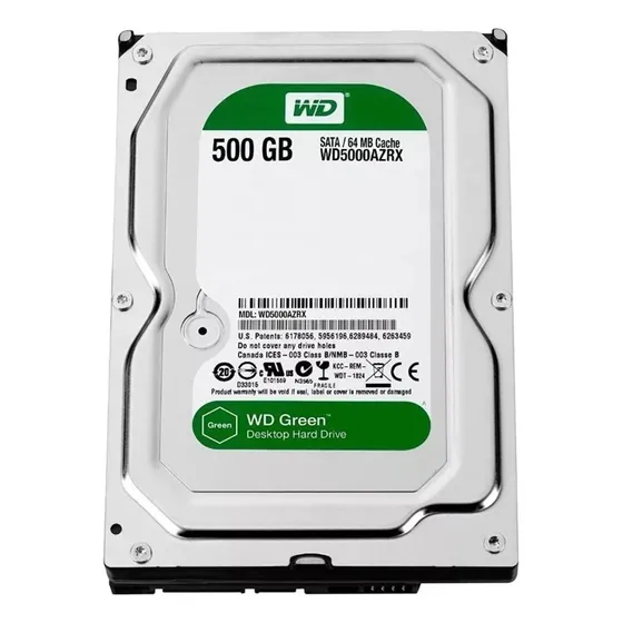 Wd Hd 500gb 3.5 Disco Rígido Wd5000azrx 7200rpm 64mb Sata 3 Cor Prateado
