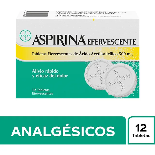 Aspirina Efervescente 500 Mg Ácido Acetilsalicílico X 12tab
