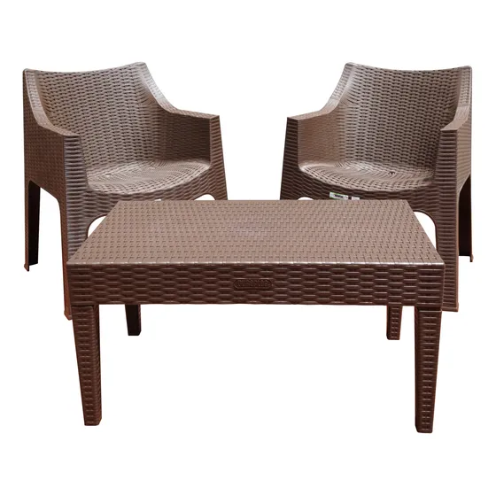 Juego De Sillas Poltrona Rattan C/mesa Rectangular Para Sala