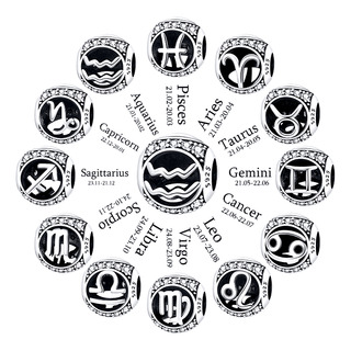 Charms Circulares Signos Zodiacales Con Circonia - Plata 925 Charms Circulares Signos Zodiacales Con Circonia - Plata 925