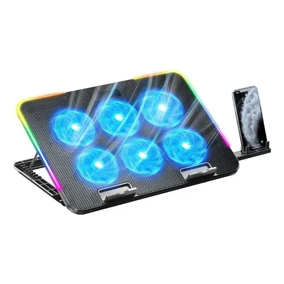 Suporte Notebook Gamer Rgb Ergonomico 6 Fans Coller Celular