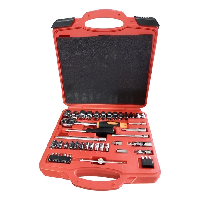 Caja Herramienta 46 Piezas 1/4 Dados Llaves Extension Rachet