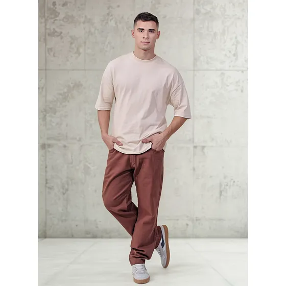 Remera Oversized Y Pantalon Gabardina Recto Hombre Ybr Jeans