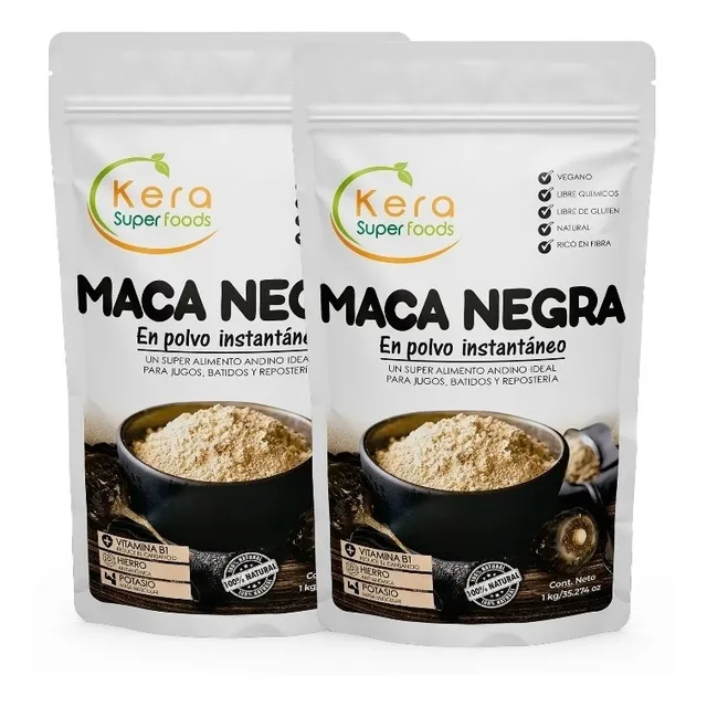 Maca Negra En Polvo 2kg - Pack 2 Unid De 1kg - Kera 