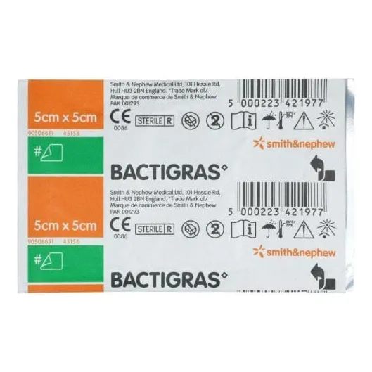 Aposito Bactigras 5 X 5 Gasa Parafinada Smith & Nephew 1 Und