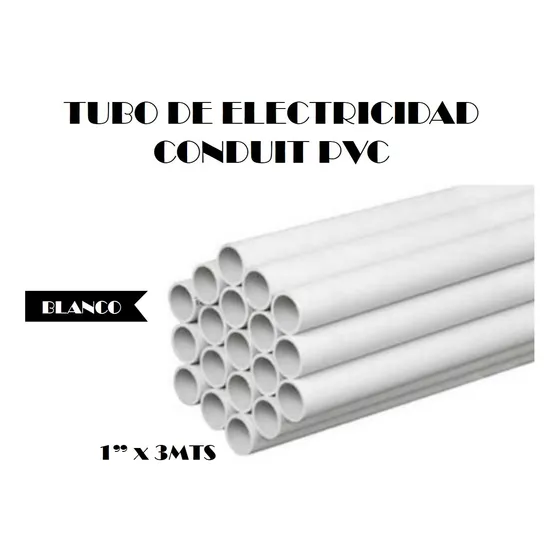 Tubo De Electricidad Conduit Pvc 1pul X 3mts Blanco Tubrica