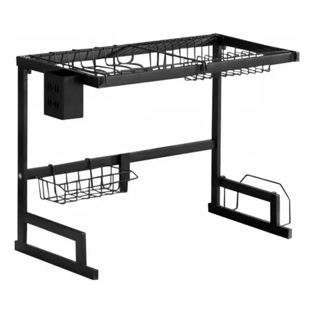 Escurridor De Platos Estante En Acero Inoxidable Plegable Color Negro