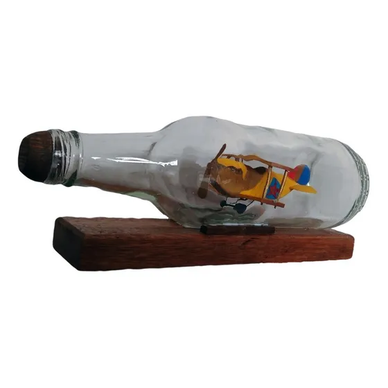 Avión Mini En Madera En Una Botella Biplano Wwi Jn4 Curtiss