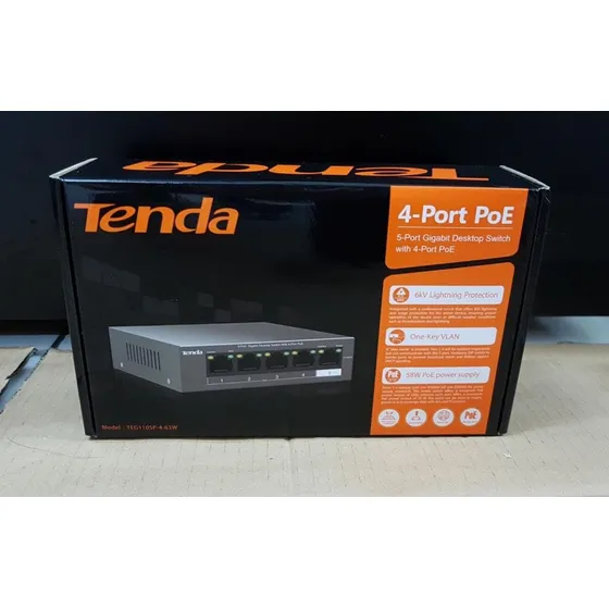 Tenda Switch 5 Ports Gb Desktop 4 Poe - Sku: Teg1105p-4-63w