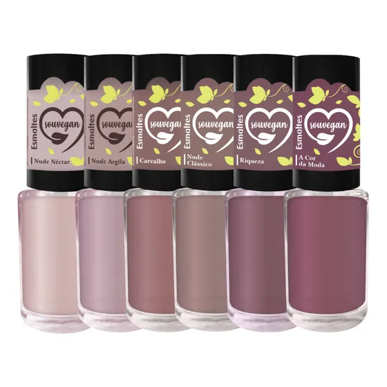 Kit 6 Esmaltes Sou Vegan Tons De Nude Clássicos Clarinhos