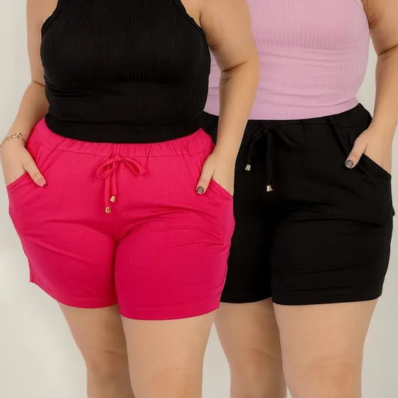 Kit 2 Short Malha Verao Praia Casual Confortavel Soltinho
