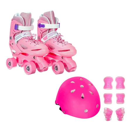 Patines Rollers 4 Ruedas Ajustables + Protecciones + Casco.