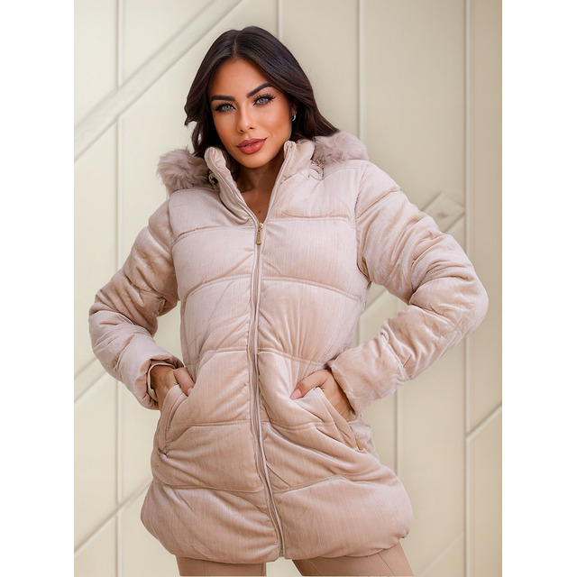 Jaqueta Manga Longa Casaco Puffer Teddy Gominho Feminina Jaqueta Manga Longa Casaco Puffer Teddy Gominho Feminina