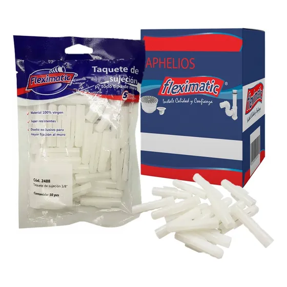 Taquete Blanco Sujecion 3/8  Bolsa C/50 Pzas Fleximatic 2488