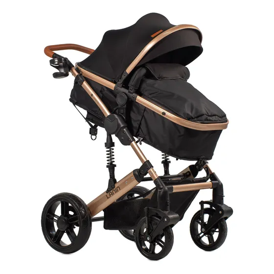 Cochecito Mega Baby Cuna Paseo Bebe Lanin Convertible Color Negro Color del chasis Dorado