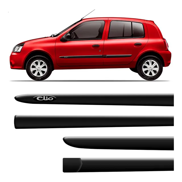 Kit Borrachão Friso Lateral Clio 2000 Em Diante 4 Portas