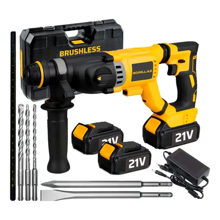 Combo Martelete Sem Fio Com 2 Baterias 21v + 4 Brocas 28mm Amarelo E Preto 21v