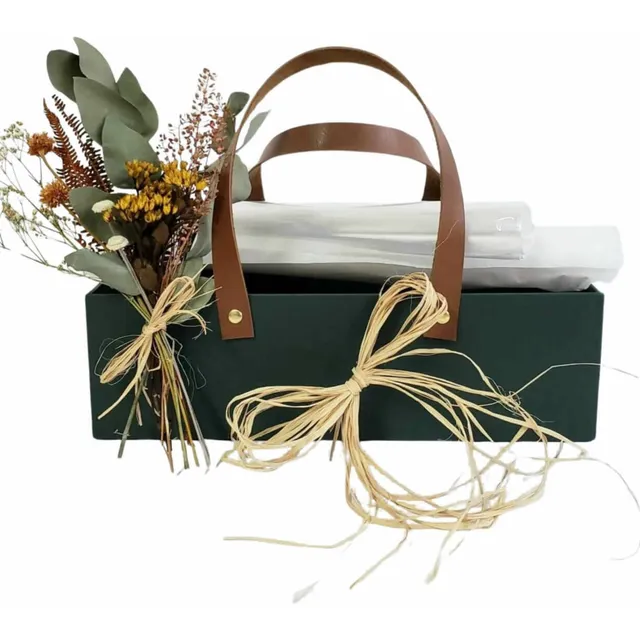 Cesta Cartonada Caixa Rígida Alça 30x16,5x9cm Flor E Laço M1