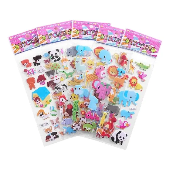 Kit  10 Cartelas De Adesivos Infantis 3d Variados Sticker