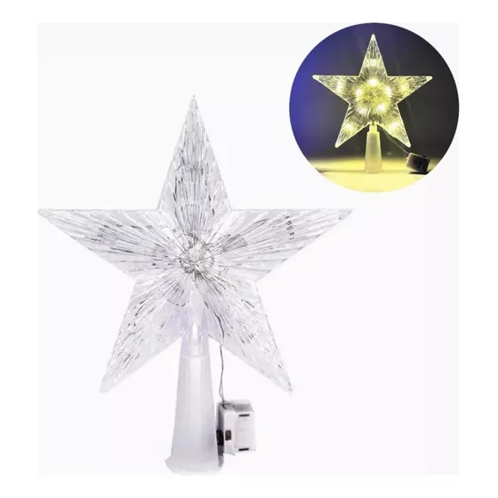 Estrella Para Árbol De Navidad Luminosa 23 Cm Pilas Aa