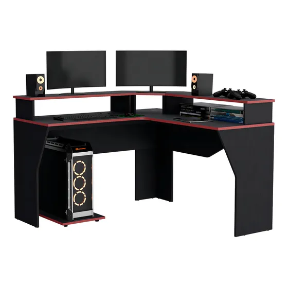 Escritorio Gamer Guma 88 X 128 Homecollection Wengue Rojo