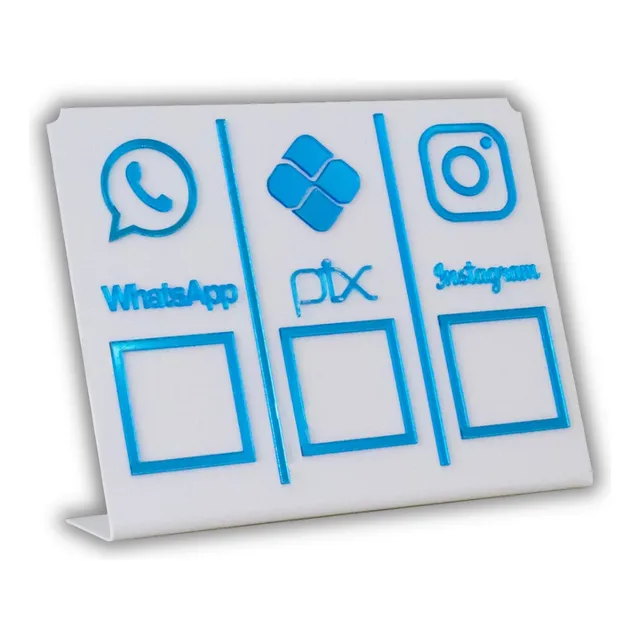 Placa Pix,whats E Insta Para Pagamento Qr Code Branca