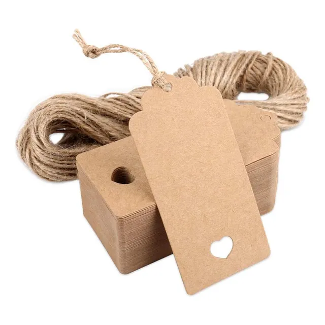 X 500etiquetas De Regalo Kraft 9cm X 4cm Boda Navidad