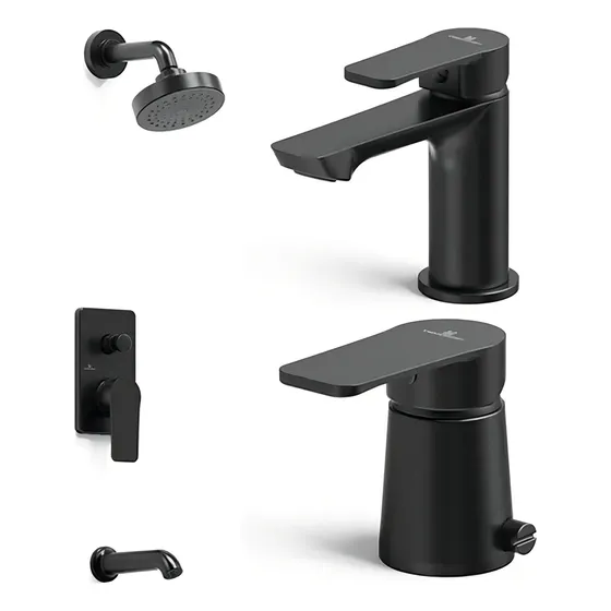 Grifería Hidromet Small Black Monocomando 3 Piezas Negro