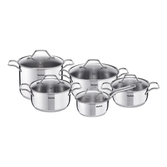 Set de 10 piezas Tefal Intuition Cacerolas de 16 cm Olla de 18 20 y 24 cm y Pasta Pot de 22 cm Plateado