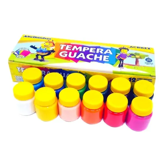 Pintura al temple Acrilex Gouache, 12 colores, 15 ml, para niños