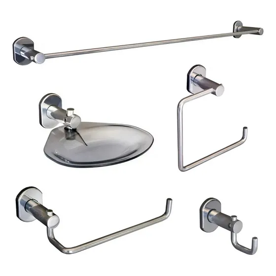 Juego, Set De Accesorios Baño, Cromado Inoxidable - 5 Piezas