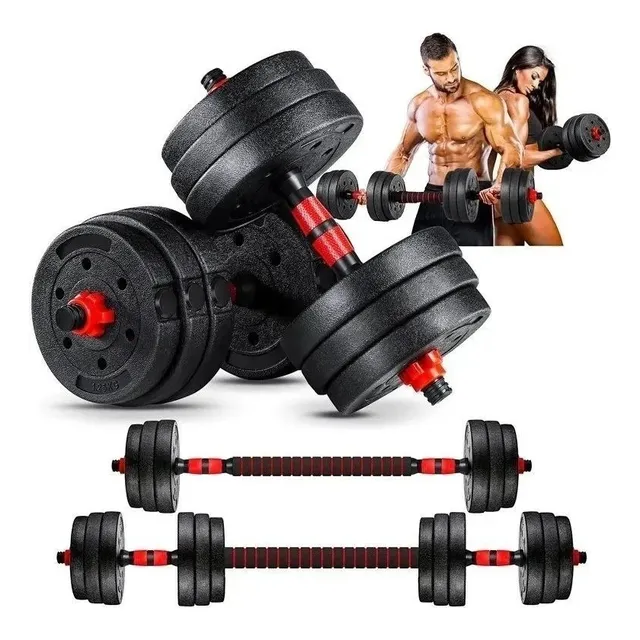 Set De Mancuernas Kit De Pesas 20kg Con Barra Extensora