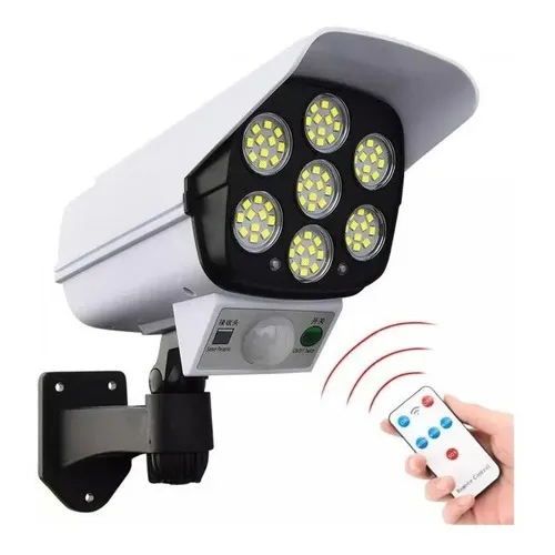 Camara Ip Falsa Reflector Solar Sensor Movimiento Control Color Blanca