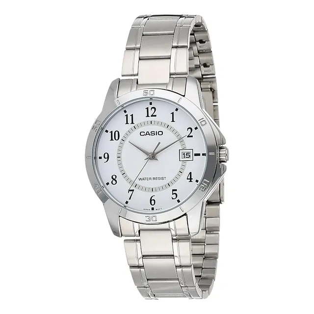 Casio Mtp-v004d-7b Esfera Blanca Reloj De Acero Pfcqo