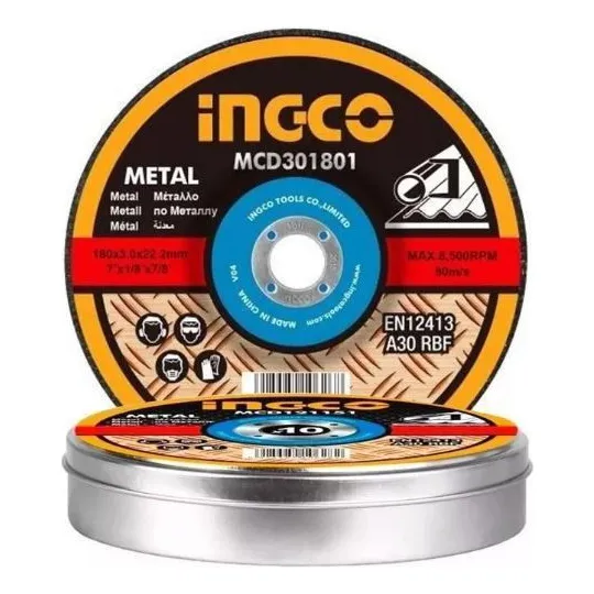 Discos De Corte 4½'' Ingco 1.2mm Caja Metálica X 10 Unidades