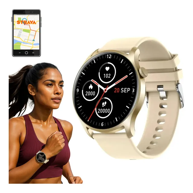 Smartwatch Órion Prova D'água Sofsticado Gps Corrida Dourado