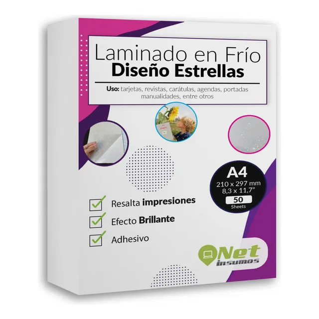 Laminado En Frío Diseño Estrella A4 Pack 50 Hojas