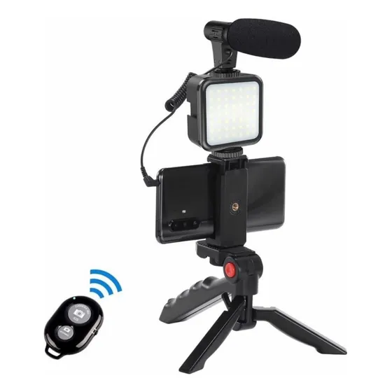 Kit Vlogger Móvil Con Soporte Estabiliz, Luz Led Y Microfono