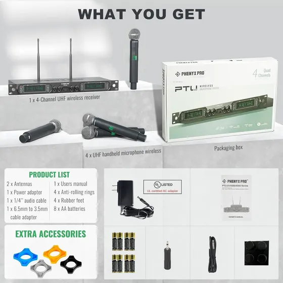 Micrófono Inalámbrico Phenyx Pro Uhf Ptu-5000a