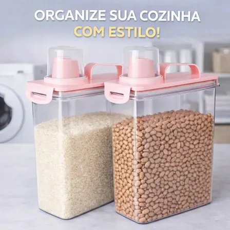 Kit 2 Dispenser Pote Hermético 3 Litros Com Dosador Bico Direcionador Em Acrílico Cozinha E Lavanderia Rosa