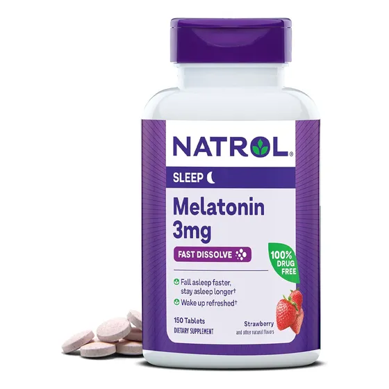 Natrol Sleep Melatonin 3 Mg - Suplemento Con 150 Tabletas Fresa