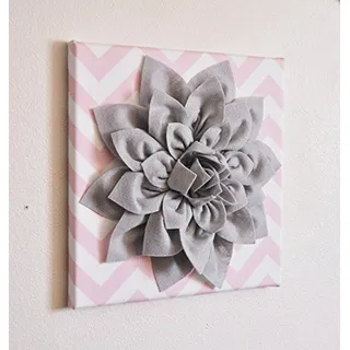 Cuadro De Lienzo Con Flor Dahlia Gris Sobre Chevron Rosa Cuadro De Lienzo Con Flor Dahlia Gris Sobre Chevron Rosa