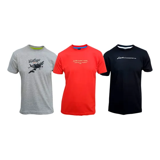 Pack X 3 Remeras Estampadas Hombre Algodón