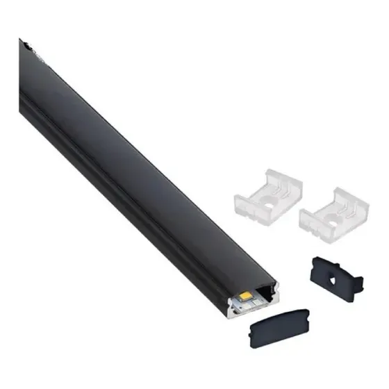 Perfil De Aluminio Para Luz Led Superficial Negro Marca Bari