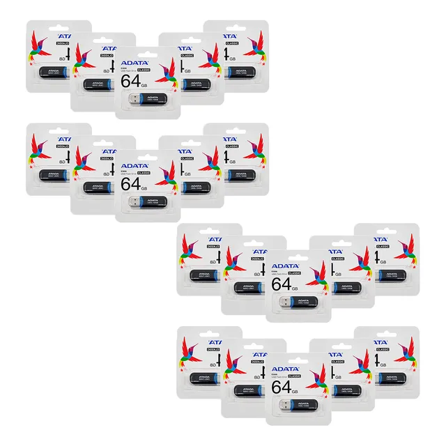 Kit 20 Memoria Usb 2.0 Adata 64gb C906 Flash Drive Plástico Color Negro Liso