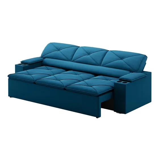 Sofá 3 Lugares Retrátil E Reclinável Pop 2,05m Cor Royal Desenho do tecido Velosuede