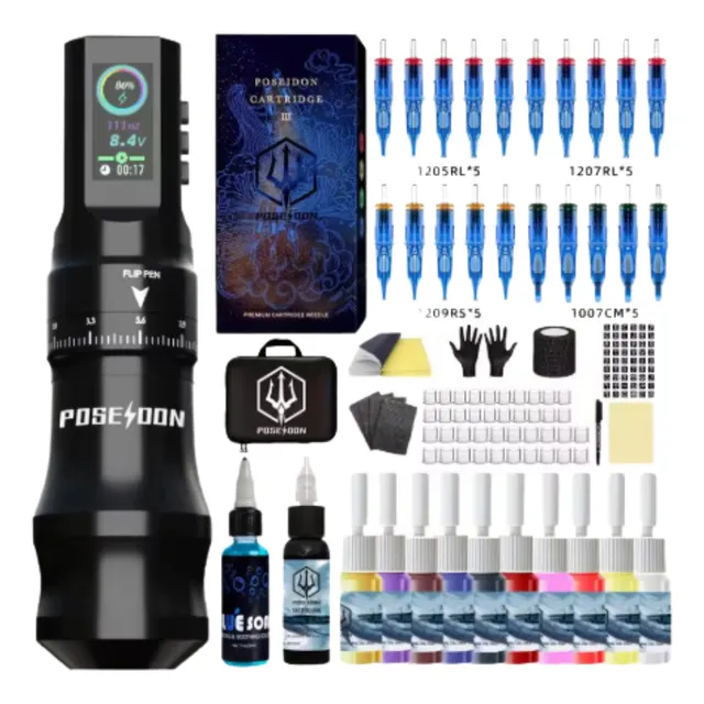 Kit Maquina De Tatuaje Poseidon Yolo Stroke Regulable