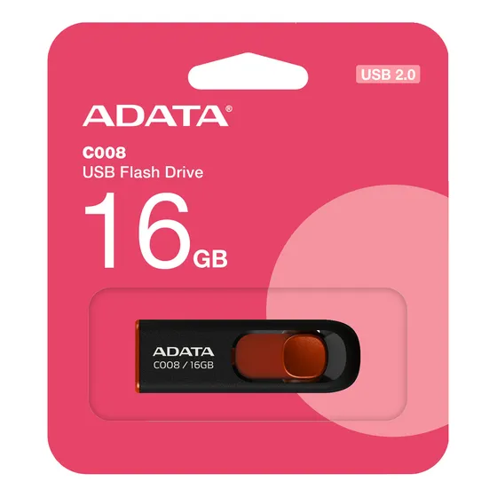 Adata C008 Pendrive Rojo Y Negro 16gb Con Usb 2.0