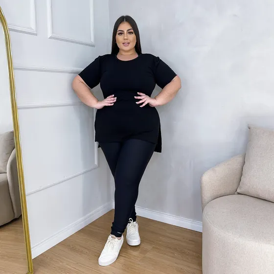 Blusa Feminina Plus Size Vest Leg Academia Com Elastano