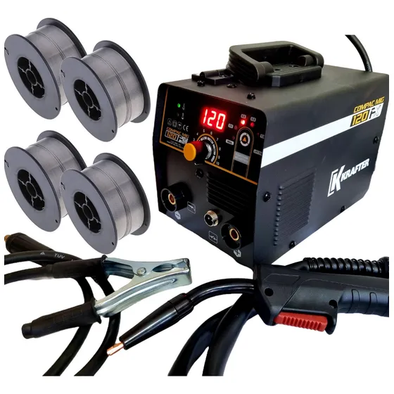 Soldadora Krafter Compac Mig 120 Flux  + 4 Rollos  Y 2 Boqui